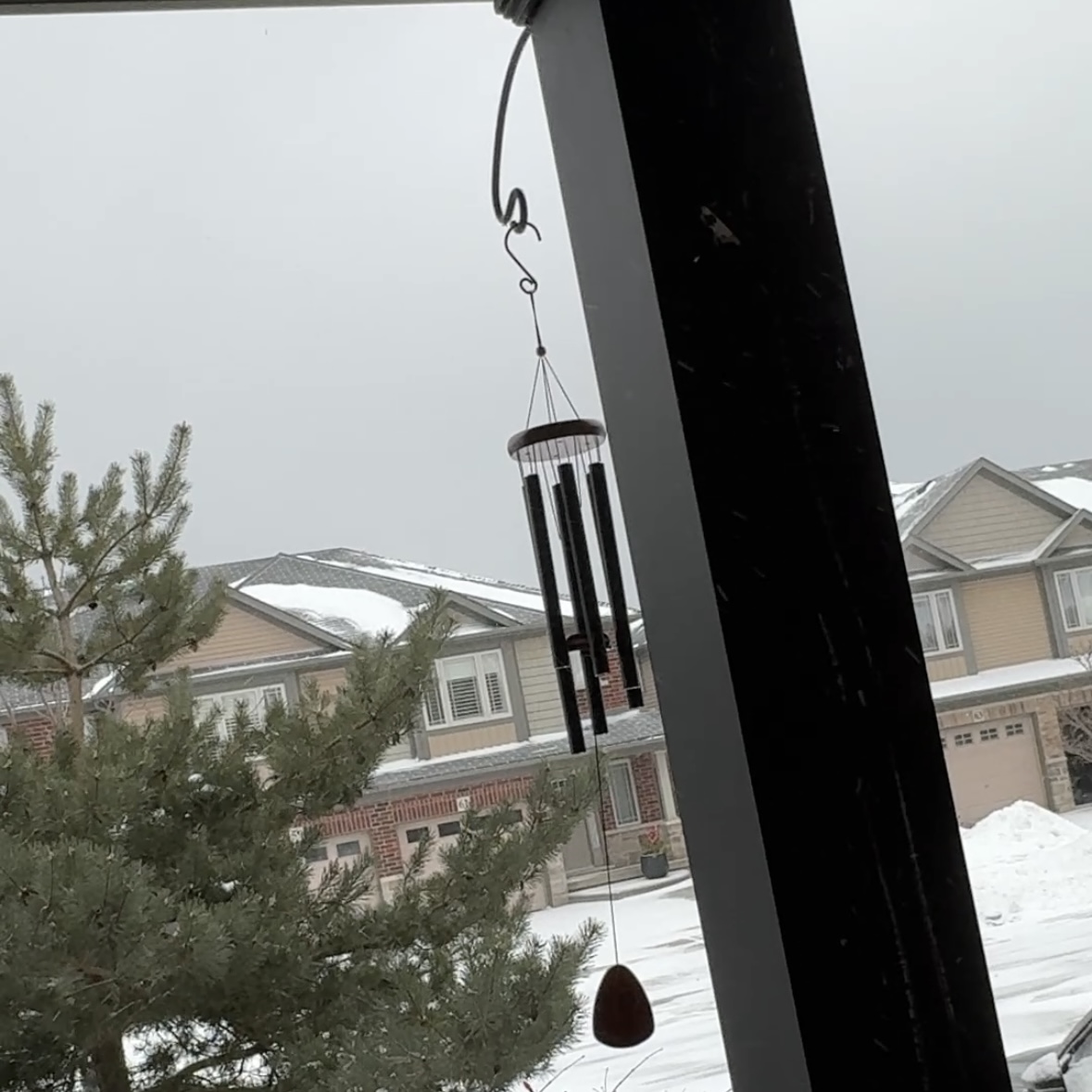 These windchimes are hanging by my front door. This sound is what I hear whenever the wind moves them.