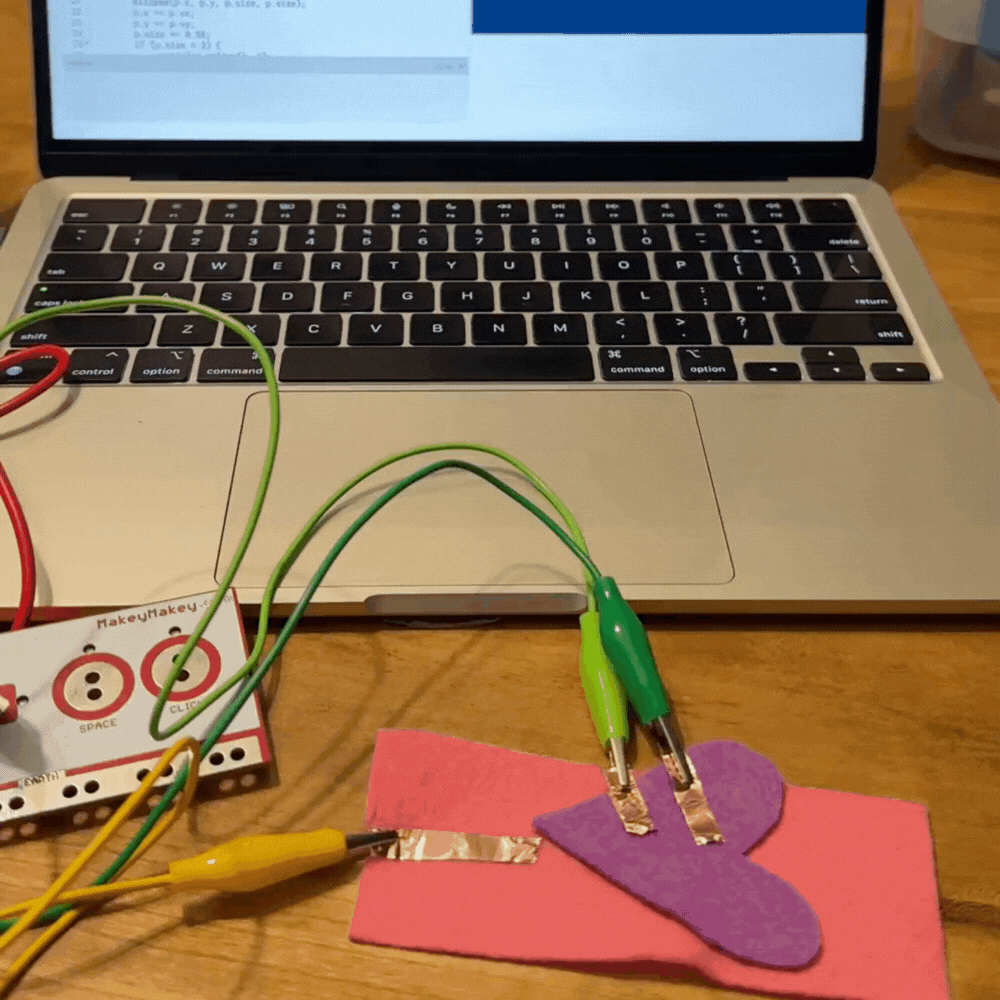 felt heart with 2 copper tape