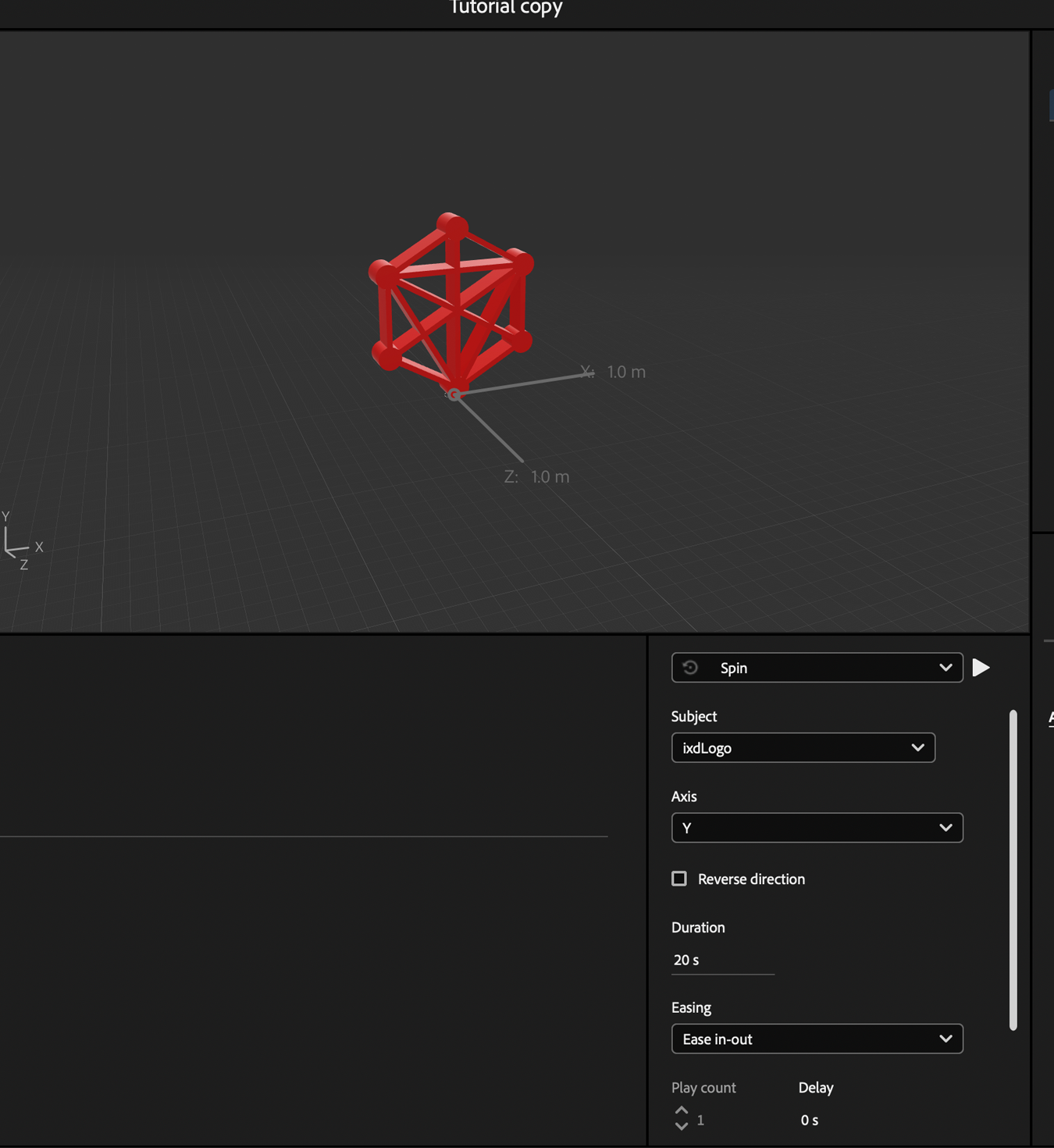 screenshot of playing with interaction options for IXD logo in the desktop app