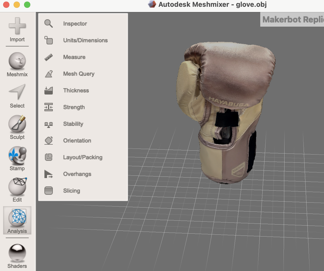 Picture of my glove in meshmixer.